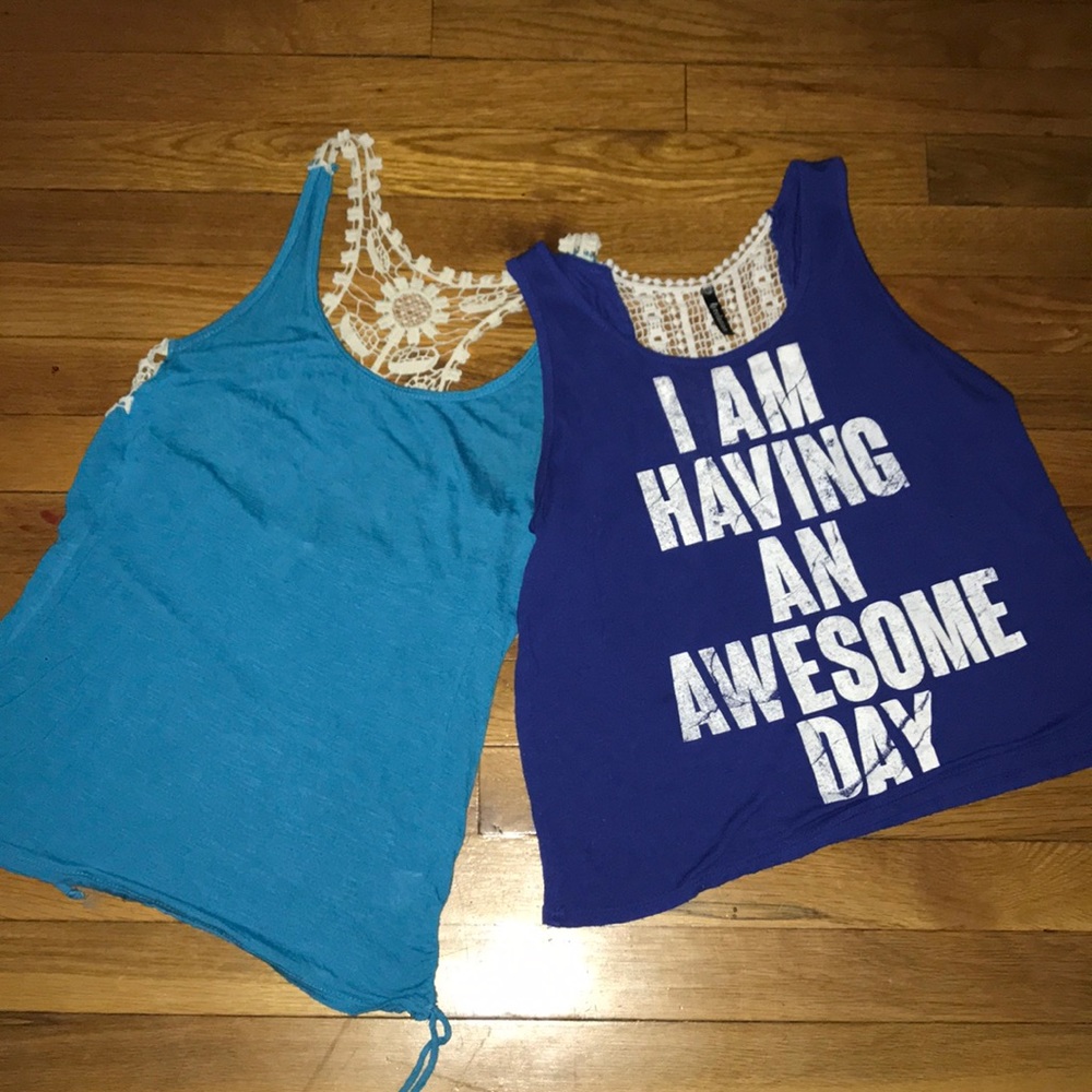Two blue summer tank tops